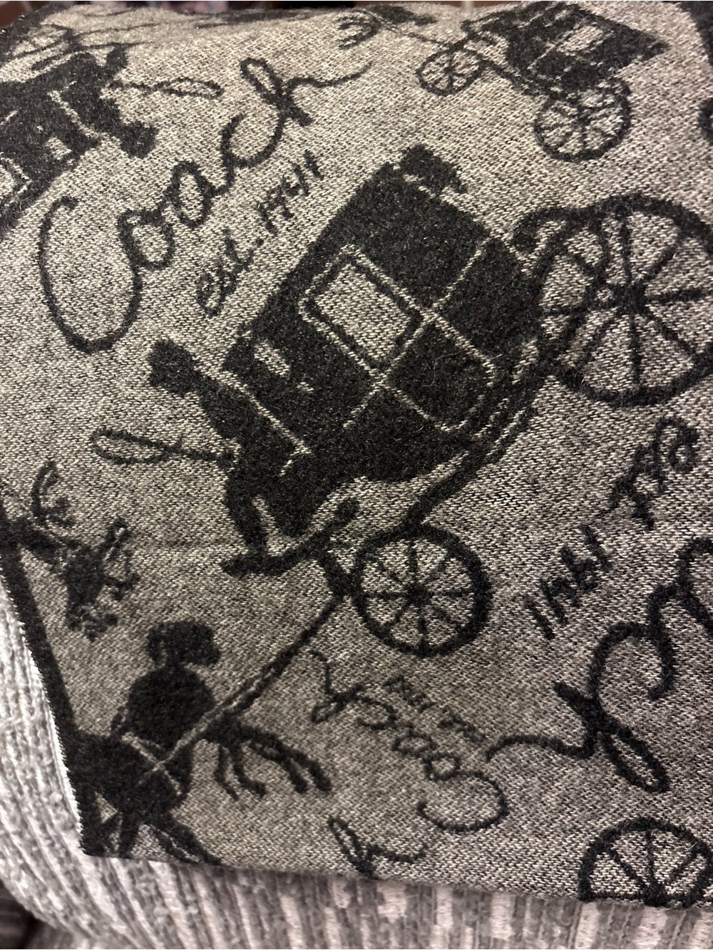 Coach Gray and Black Carriage Print scarf